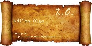 Kósa Olga névjegykártya